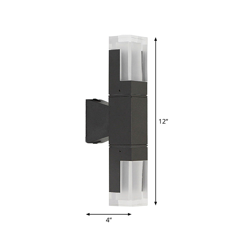 Minimalist LED Courtyard Wall Lamp in Black, with Warm/White Light and Acrylic 1/2 Head Sconce