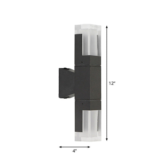 Minimalist LED Courtyard Wall Lamp in Black, with Warm/White Light and Acrylic 1/2 Head Sconce