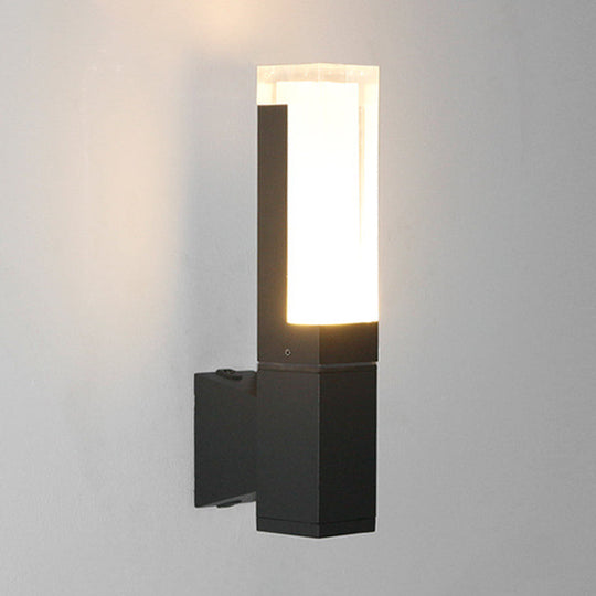 Minimalist LED Courtyard Wall Lamp in Black, with Warm/White Light and Acrylic 1/2 Head Sconce