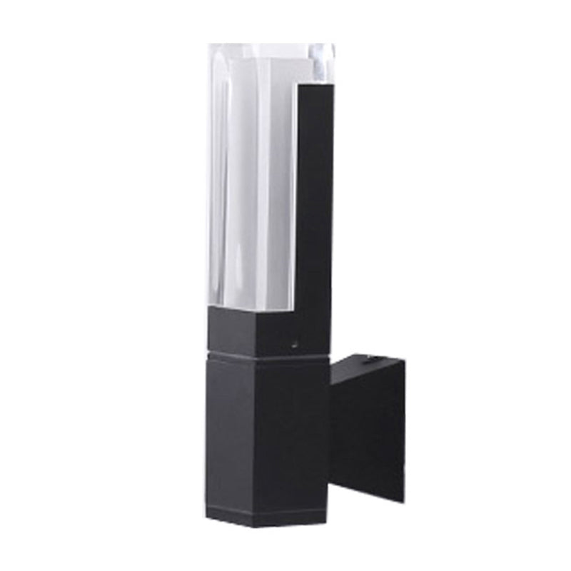 Minimalist LED Courtyard Wall Lamp in Black, with Warm/White Light and Acrylic 1/2 Head Sconce