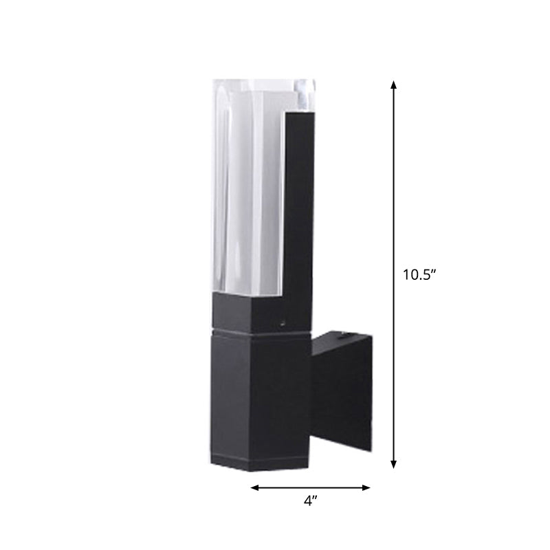 Minimalist LED Courtyard Wall Lamp in Black, with Warm/White Light and Acrylic 1/2 Head Sconce