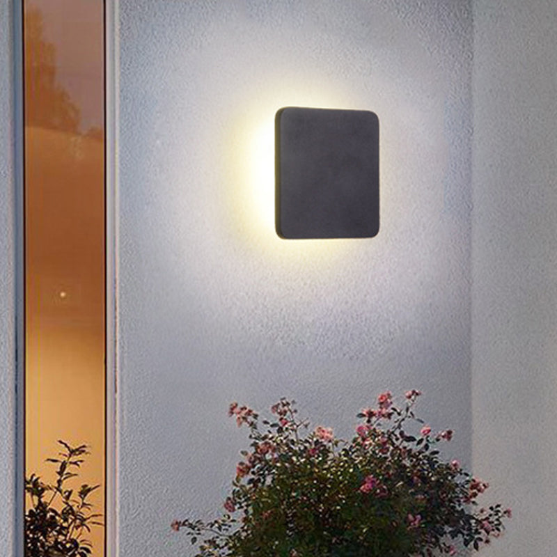 Minimalist Aluminum Flush Mount Wall Lamp with LED Sconce Light for Hallways - Black