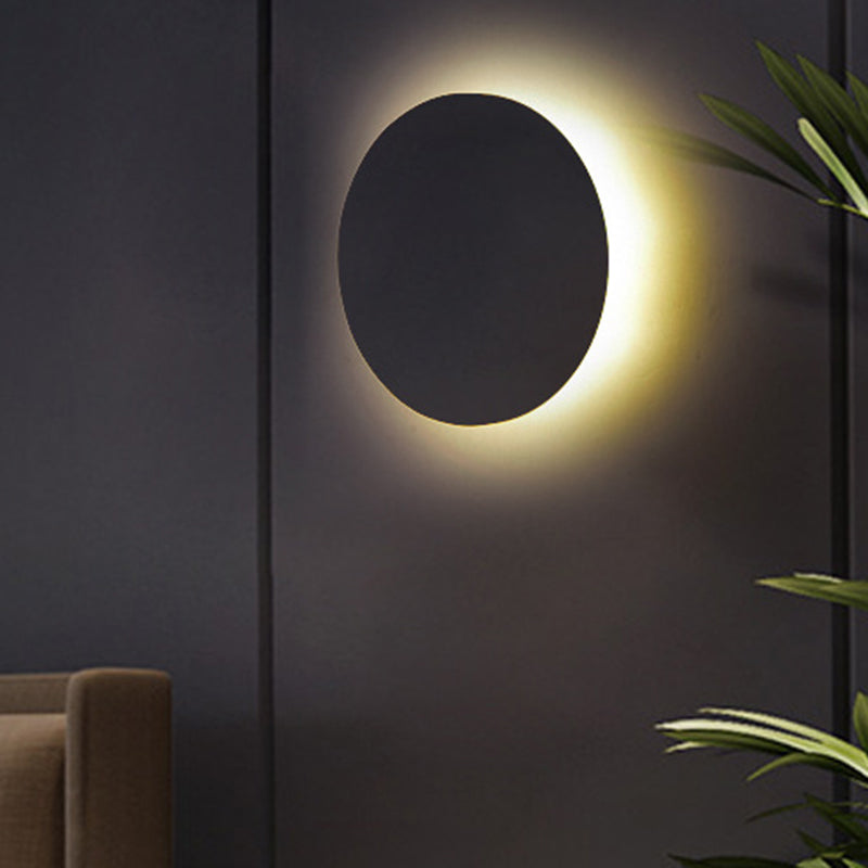 Minimalist Aluminum Flush Mount Wall Lamp with LED Sconce Light for Hallways - Black