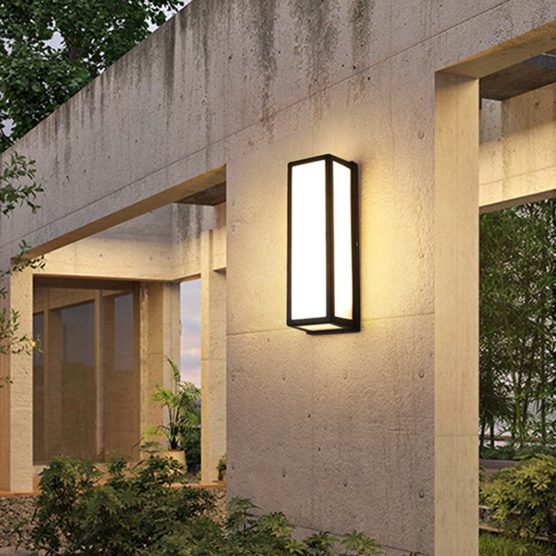 Rectangular Patio Sconce - Plastic LED Wall Light - Small/Large - Black