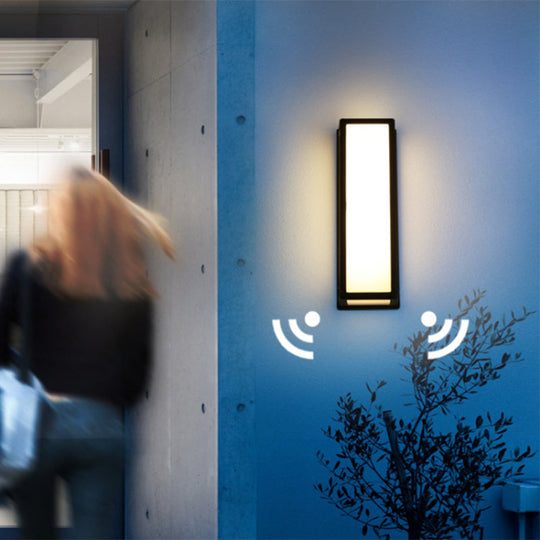 Rectangular Patio Sconce - Plastic LED Wall Light - Small/Large - Black