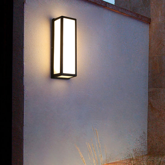 Rectangular Patio Sconce - Plastic LED Wall Light - Small/Large - Black