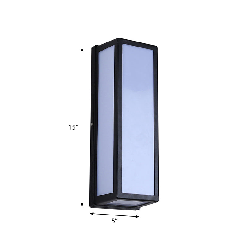 Rectangular Patio Sconce - Plastic LED Wall Light - Small/Large - Black