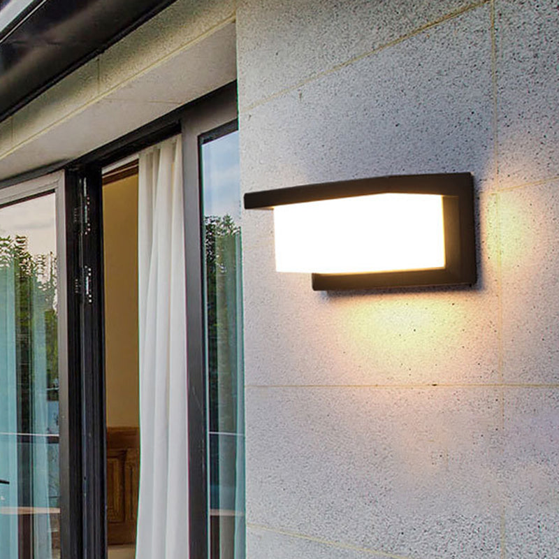 Contemporary Black LED Wall Lamp for Courtyard - Flush Mount Sconce
