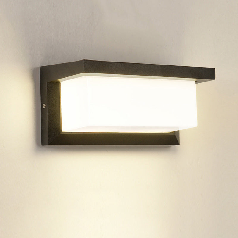Contemporary Black LED Wall Lamp for Courtyard - Flush Mount Sconce