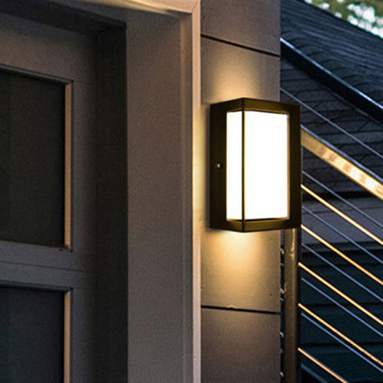 Contemporary Black LED Wall Lamp for Courtyard - Flush Mount Sconce