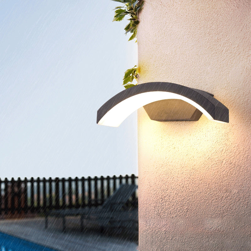 Contemporary Black LED Wall Lamp for Courtyard - Flush Mount Sconce