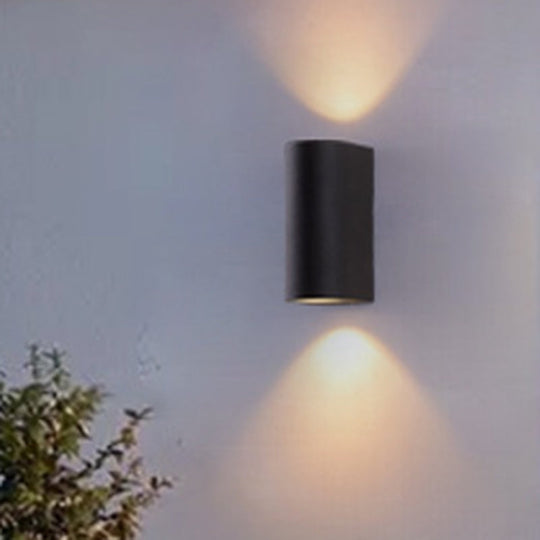 Black Aluminum LED Outdoor Cylinder Wall Light - Minimalist Flush Wall Sconce