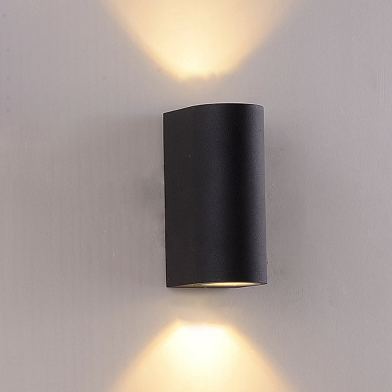Black Aluminum LED Outdoor Cylinder Wall Light - Minimalist Flush Wall Sconce