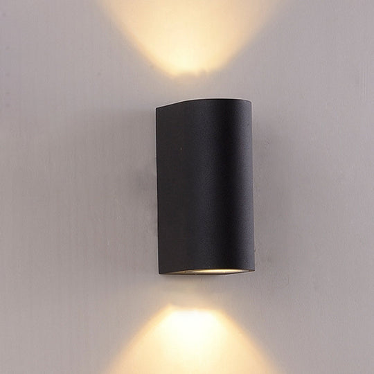 Black Aluminum LED Outdoor Cylinder Wall Light - Minimalist Flush Wall Sconce