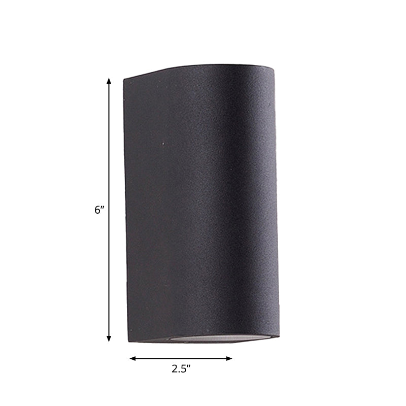 Black Aluminum LED Outdoor Cylinder Wall Light - Minimalist Flush Wall Sconce