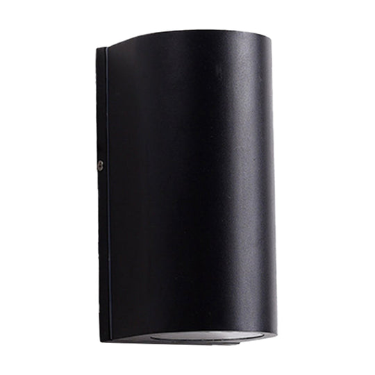 Black Aluminum LED Outdoor Cylinder Wall Light - Minimalist Flush Wall Sconce