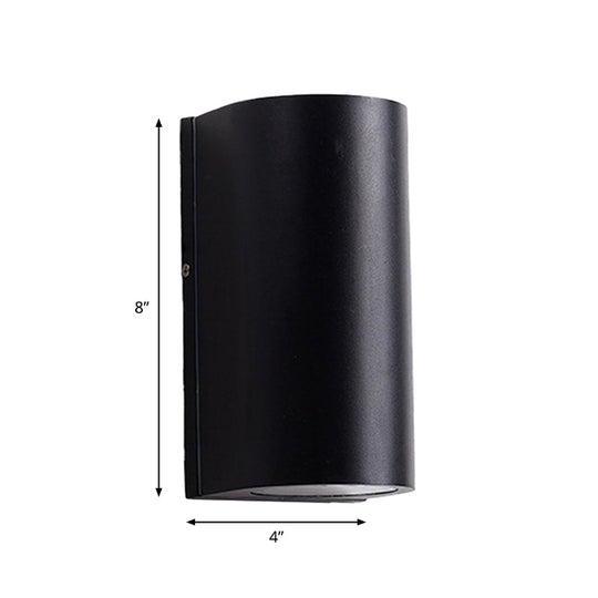 Black Aluminum LED Outdoor Cylinder Wall Light - Minimalist Flush Wall Sconce