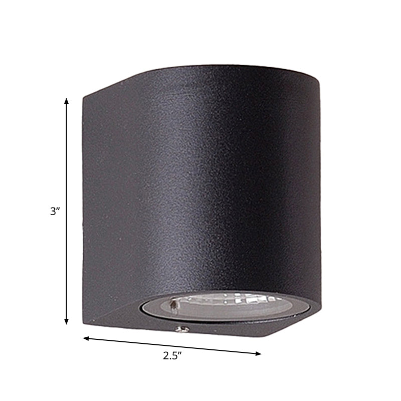Black Aluminum LED Outdoor Cylinder Wall Light - Minimalist Flush Wall Sconce