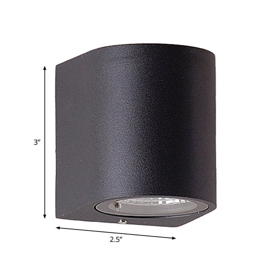 Black Aluminum LED Outdoor Cylinder Wall Light - Minimalist Flush Wall Sconce