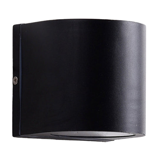 Black Aluminum LED Outdoor Cylinder Wall Light - Minimalist Flush Wall Sconce