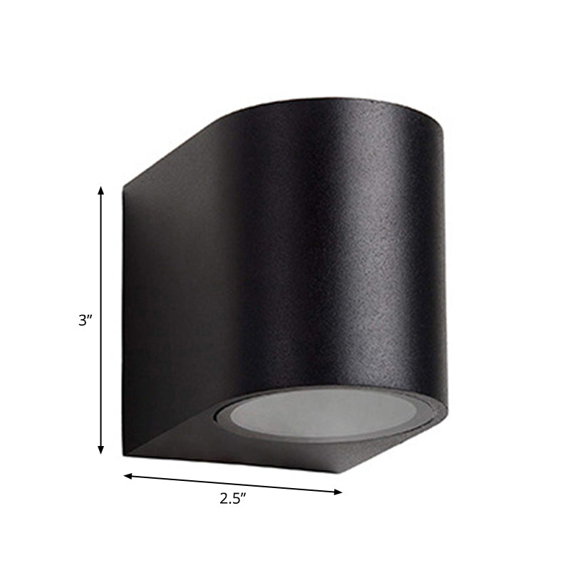 Contemporary LED Outdoor Wall Mount Sconce Light with Metal Shade - Black Triangle/Cylinder/Rectangle