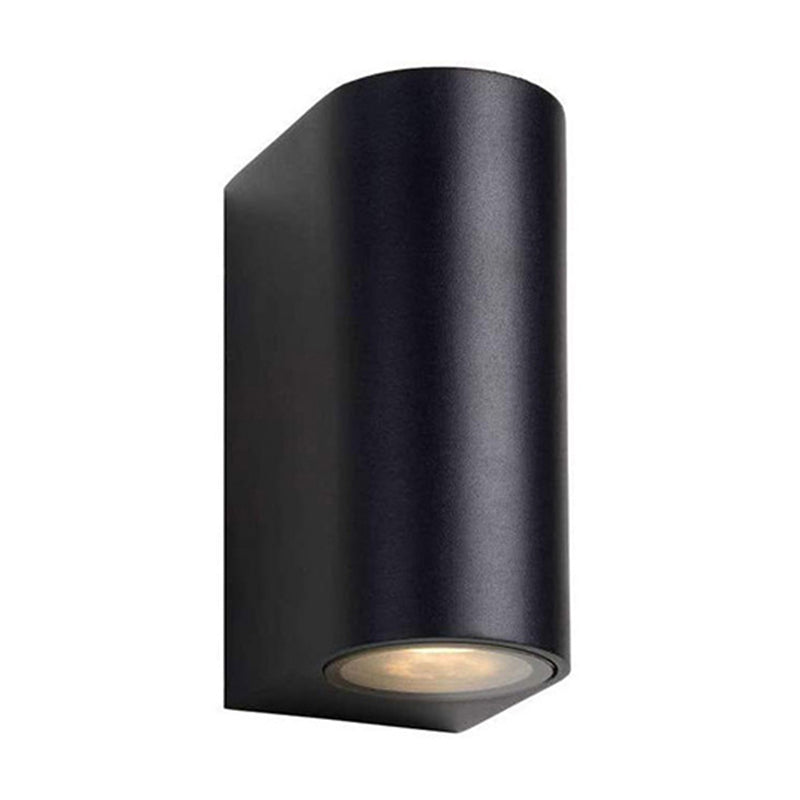 Contemporary LED Outdoor Wall Mount Sconce Light with Metal Shade - Black Triangle/Cylinder/Rectangle