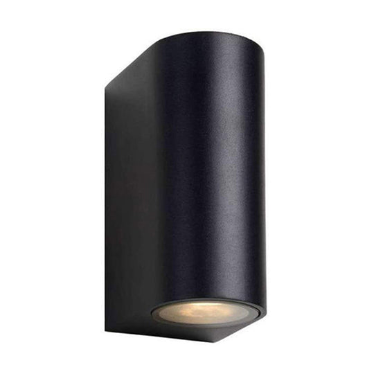 Contemporary LED Outdoor Wall Mount Sconce Light with Metal Shade - Black Triangle/Cylinder/Rectangle
