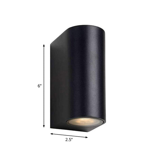 Contemporary LED Outdoor Wall Mount Sconce Light with Metal Shade - Black Triangle/Cylinder/Rectangle