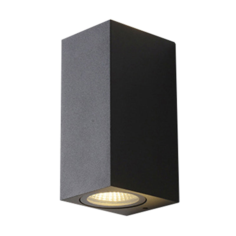 Contemporary LED Outdoor Wall Mount Sconce Light with Metal Shade - Black Triangle/Cylinder/Rectangle