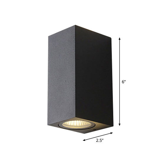 Contemporary LED Outdoor Wall Mount Sconce Light with Metal Shade - Black Triangle/Cylinder/Rectangle