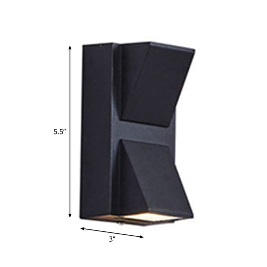 Contemporary LED Outdoor Wall Mount Sconce Light with Metal Shade - Black Triangle/Cylinder/Rectangle