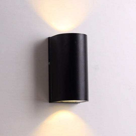 Sleek Metal LED Flush Mount Wall Sconce for Porch - Rectangle, Cylinder, Triangle Shapes - Simplicity design - 1/2-Light - Black Finish