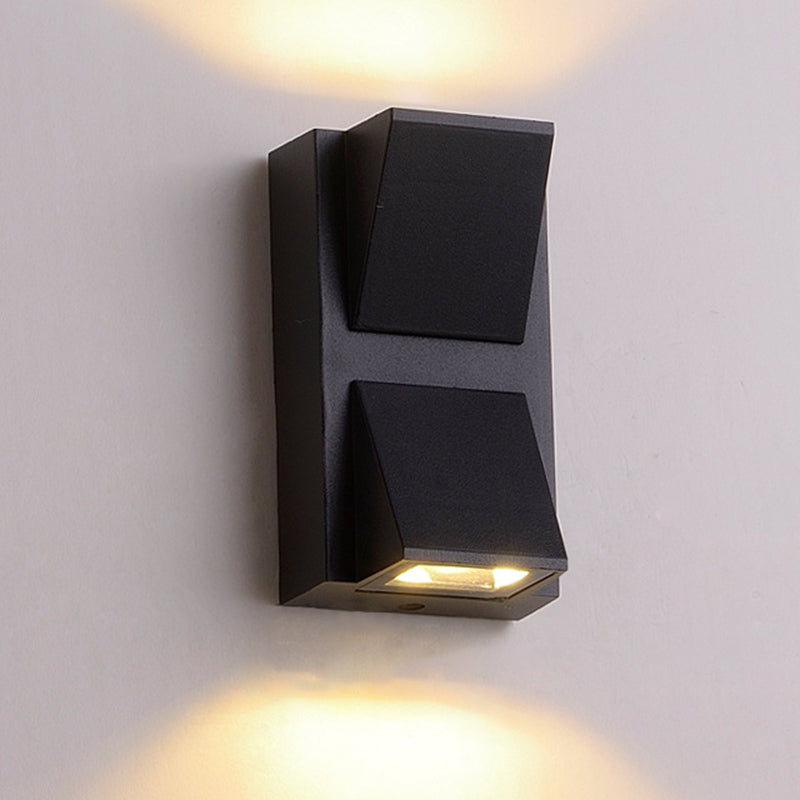 Sleek Metal LED Flush Mount Wall Sconce for Porch - Rectangle, Cylinder, Triangle Shapes - Simplicity design - 1/2-Light - Black Finish