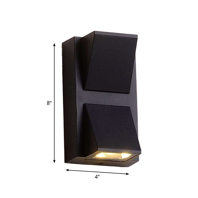 Sleek Metal LED Flush Mount Wall Sconce for Porch - Rectangle, Cylinder, Triangle Shapes - Simplicity design - 1/2-Light - Black Finish