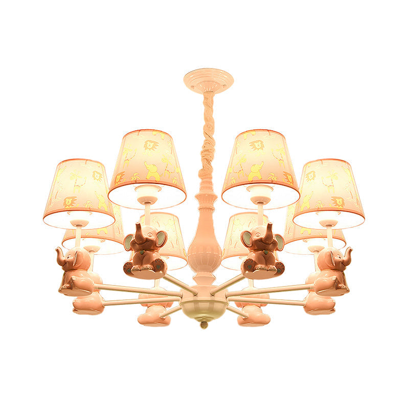 Pink Elephant Ceiling Lamp: Kids Hanging Pendant Light Fixture for Bedroom - 3/5/6/8 Lights, Metal Design