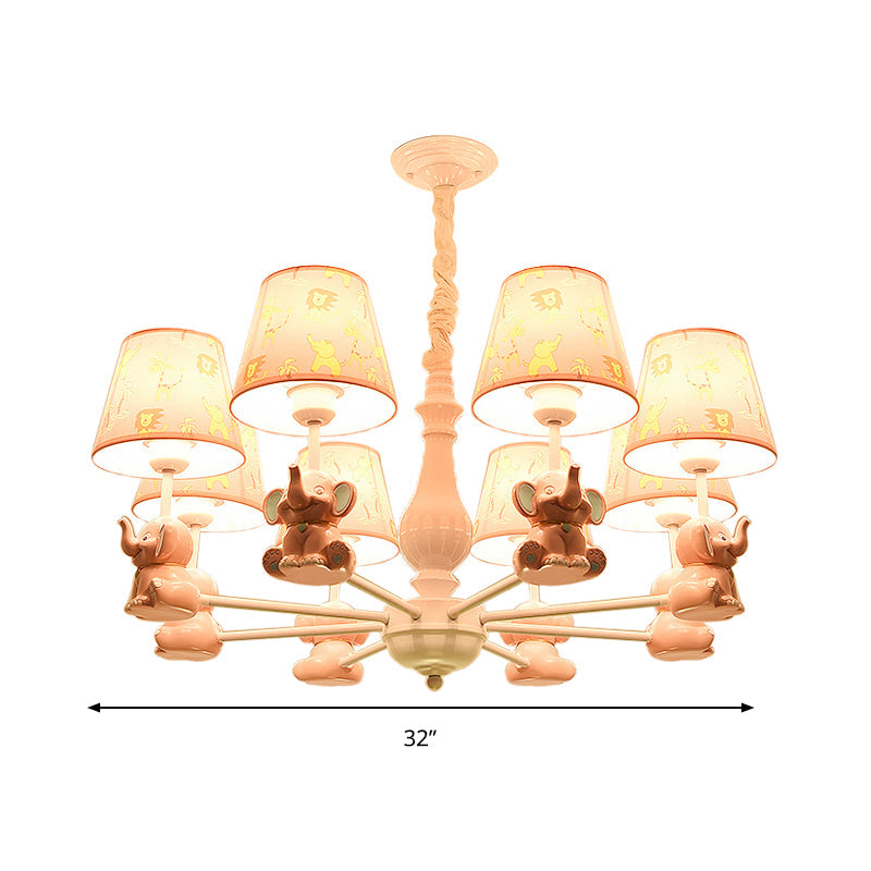 Pink Elephant Ceiling Lamp: Kids Hanging Pendant Light Fixture for Bedroom - 3/5/6/8 Lights, Metal Design