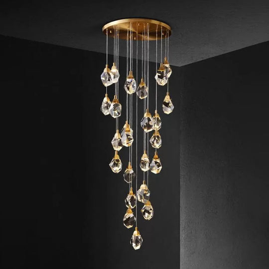 Modern Crystal Raindrop Pendant Light in Brass for Dining Room - Available in 3, 5, or 24-Light Options