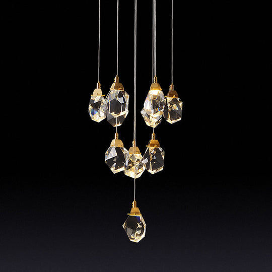 Modern Crystal Raindrop Pendant Light in Brass for Dining Room - Available in 3, 5, or 24-Light Options