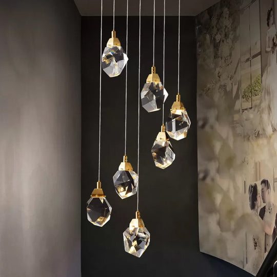 Modern Crystal Raindrop Pendant Light in Brass for Dining Room - Available in 3, 5, or 24-Light Options