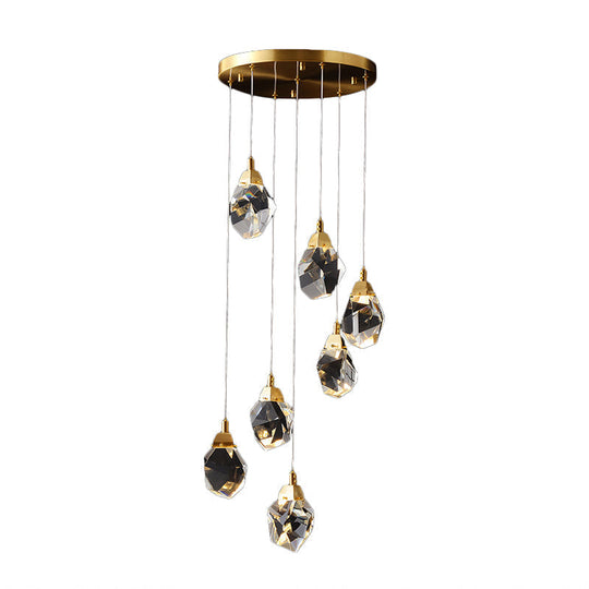 Modern Crystal Raindrop Pendant Light in Brass for Dining Room - Available in 3, 5, or 24-Light Options