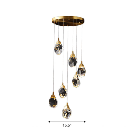 Modern Crystal Raindrop Pendant Light in Brass for Dining Room - Available in 3, 5, or 24-Light Options