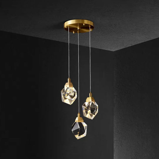 Modern Crystal Raindrop Pendant Light in Brass for Dining Room - Available in 3, 5, or 24-Light Options