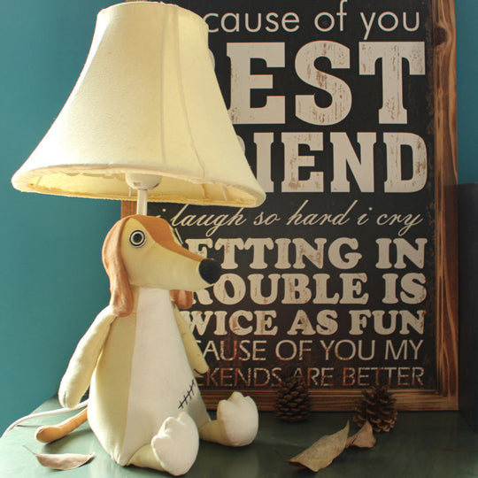 1-Head Cartoon Animal Desk Lamp for Kids' Bedroom - Soft Fabric Reading Light