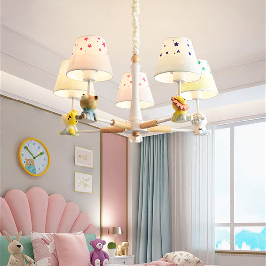 Cartoon Multi-Color Hanging Lamp Fixture - 5-Light Metal Ceiling Lamp for Kid's Bedroom