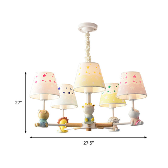 Cartoon Multi-Color Hanging Lamp Fixture - 5-Light Metal Ceiling Lamp for Kid's Bedroom