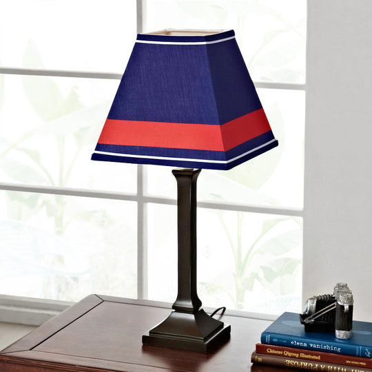 Modern Blue Desk Lamp with Fabric Shade and Plug-In Cord for Study Room Craftsman