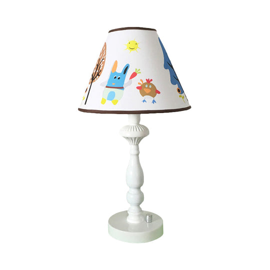 White Tapered Shade Desk Lamp with Animal Print - Perfect Kids Reading Light