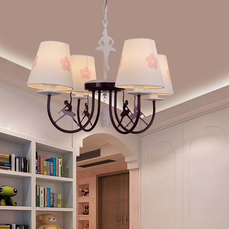 Modern White Hanging Lamp with Floral Accents – Perfect for Living Room