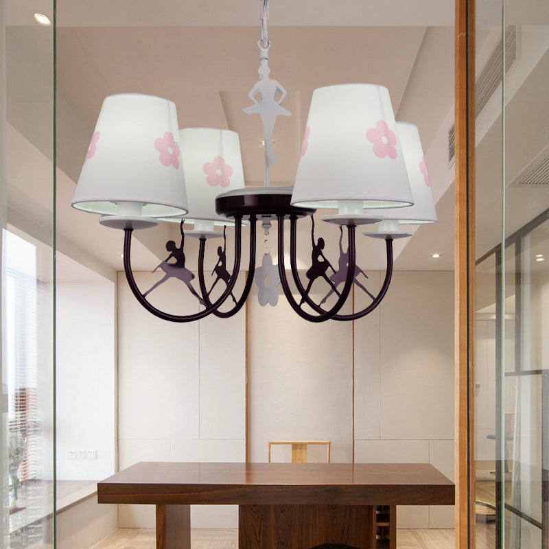 Modern White Hanging Lamp with Floral Accents – Perfect for Living Room