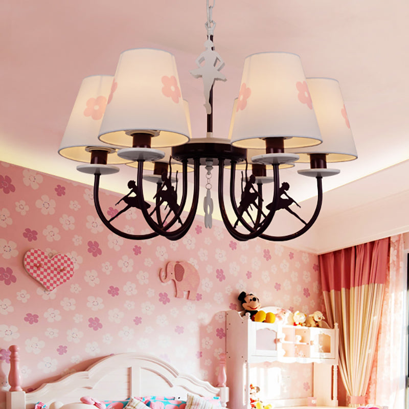 Modern White Hanging Lamp with Floral Accents – Perfect for Living Room